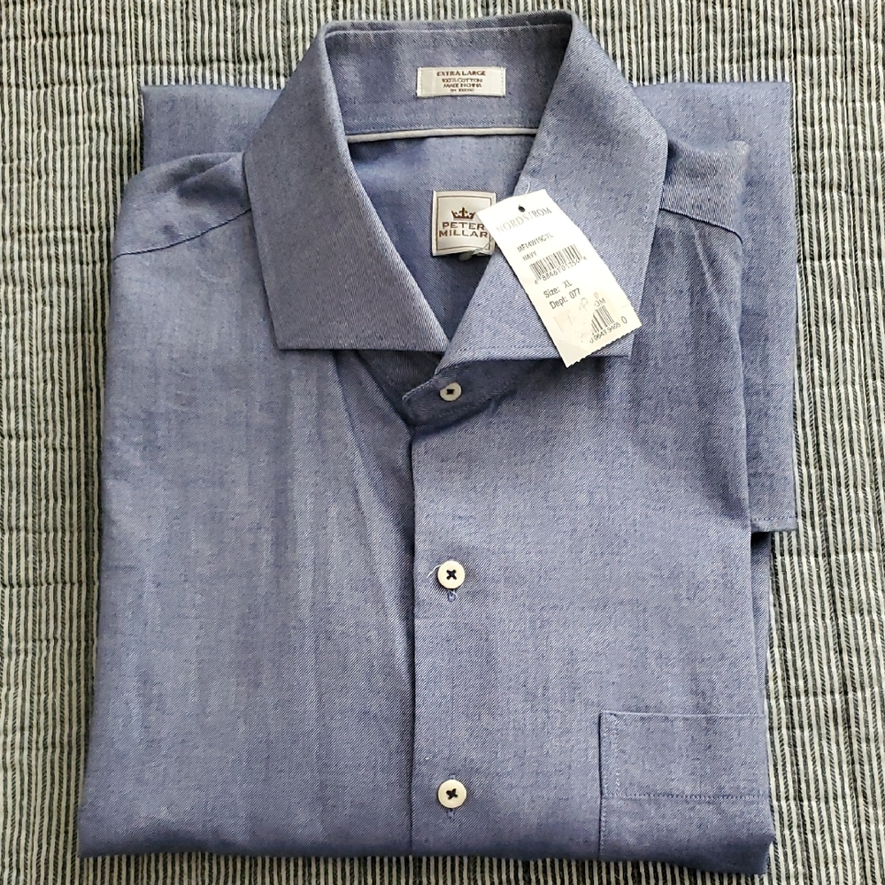 Peter Millar Light Blue Dress Shirt with Point Collar